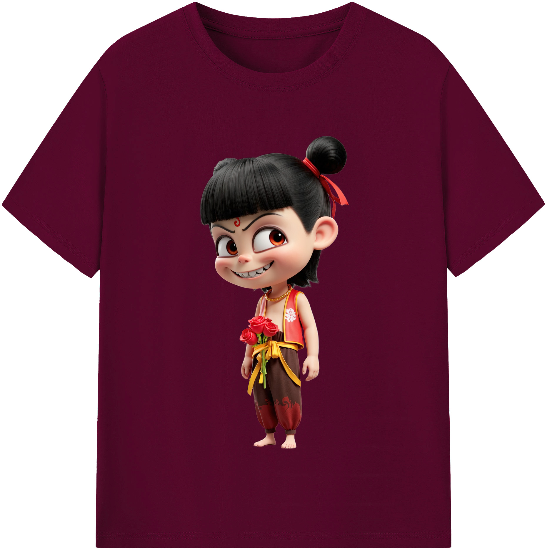 （画像用） Ne Zha 2 ナタ 魔童の大暴れ レディースカジュアルプリントTシャツ（綿100％）